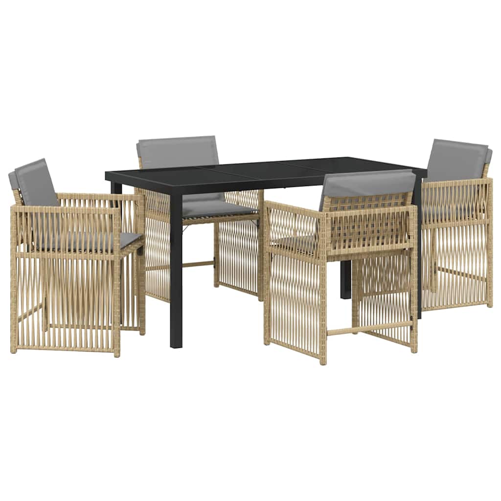 Set da Pranzo per Giardino 5 pcs Beige polyrattan - homemem39