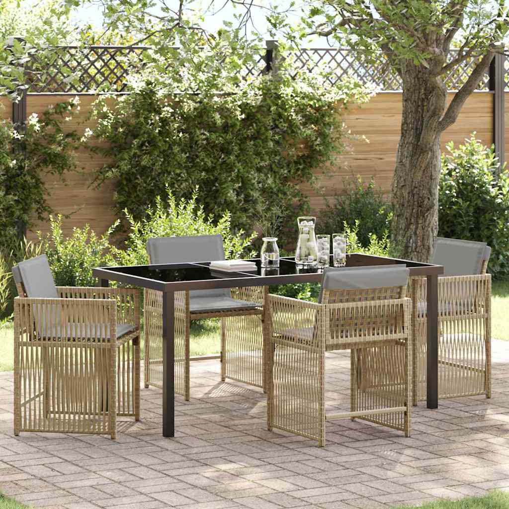 Set da Pranzo per Giardino 5 pcs Beige polyrattan - homemem39