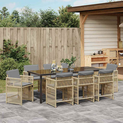 Set da Pranzo per Giardino 9 pcs Beige polyrattan | homemem39