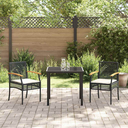 Set da Pranzo per Giardino 3 pcs Nero polyrattan - homemem39