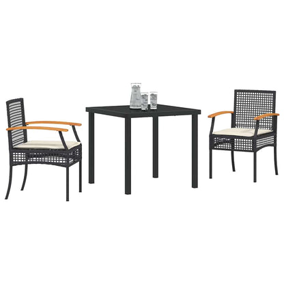 Set da Pranzo per Giardino 3 pcs Nero polyrattan - homemem39