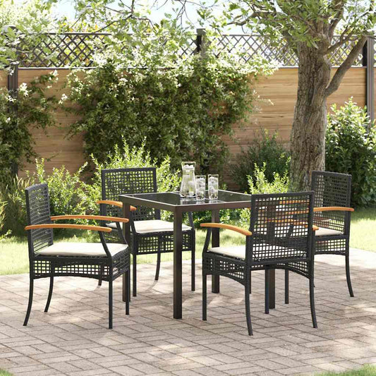 Set da Pranzo per Giardino 5 pcs Nero polyrattan - homemem39
