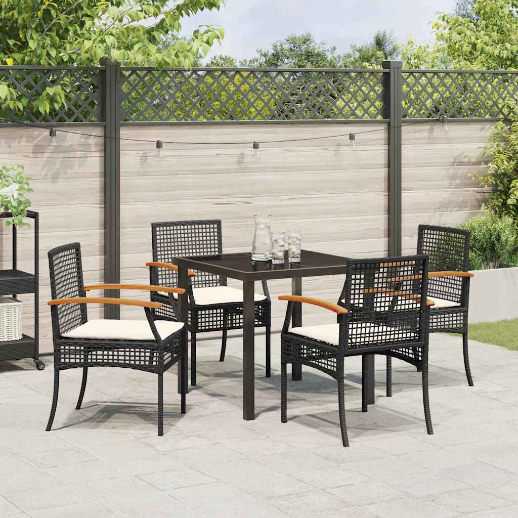 Set da Pranzo per Giardino 5 pcs Nero polyrattan - homemem39