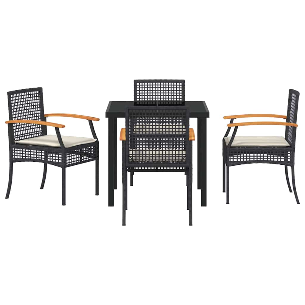 Set da Pranzo per Giardino 5 pcs Nero polyrattan - homemem39