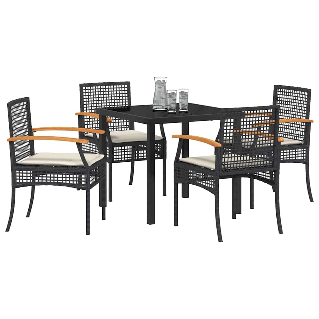 Set da Pranzo per Giardino 5 pcs Nero polyrattan - homemem39