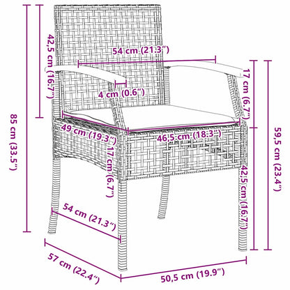 Set da Pranzo per Giardino con cuscino 5 pcs Nero Rattan | homemem39