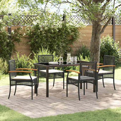 Set da Pranzo per Giardino 5 pcs Nero polyrattan - homemem39