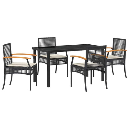 Set da Pranzo per Giardino 5 pcs Nero polyrattan - homemem39