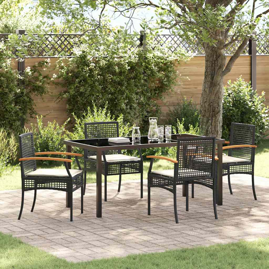 Set da Pranzo per Giardino 5 pcs Nero polyrattan - homemem39