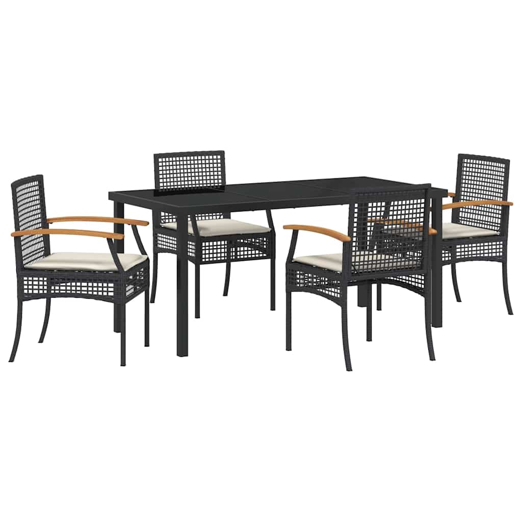 Set da Pranzo per Giardino 5 pcs Nero polyrattan - homemem39