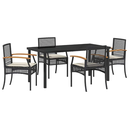 Set da Pranzo per Giardino 5 pcs Nero polyrattan - homemem39