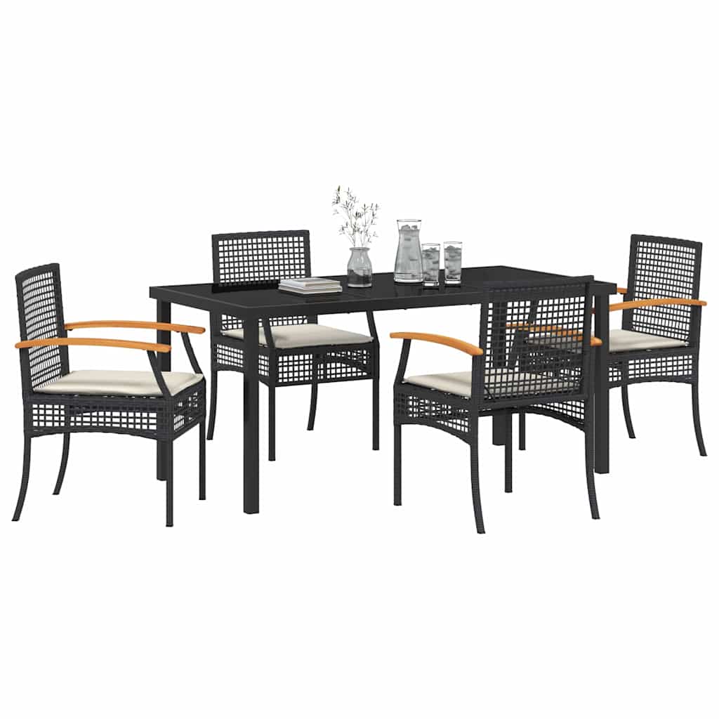 Set da Pranzo per Giardino 5 pcs Nero polyrattan - homemem39
