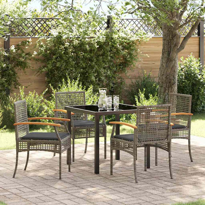 Set da Pranzo per Giardino 5 pcs Grigio polyrattan - homemem39