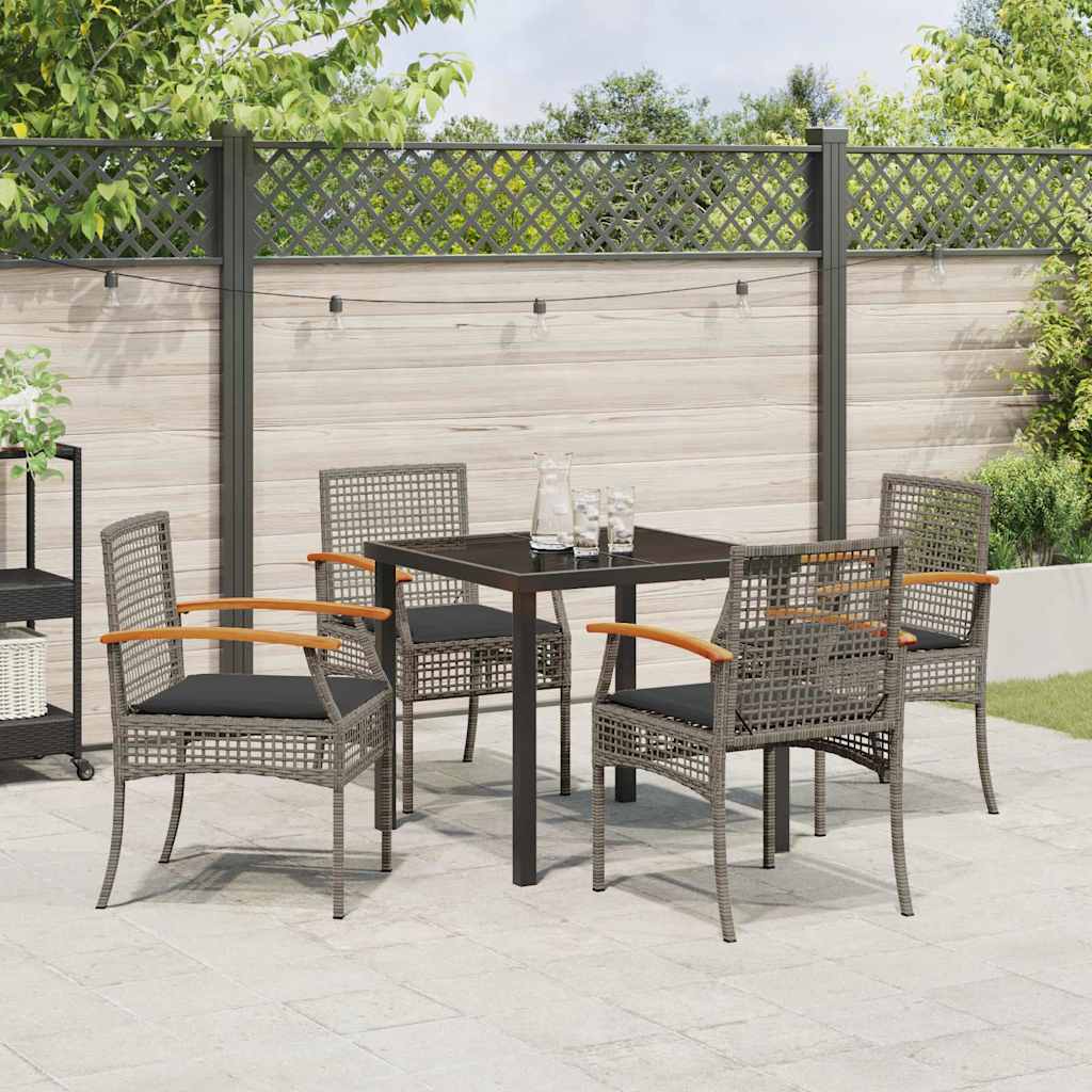 Set da Pranzo per Giardino 5 pcs Grigio polyrattan - homemem39