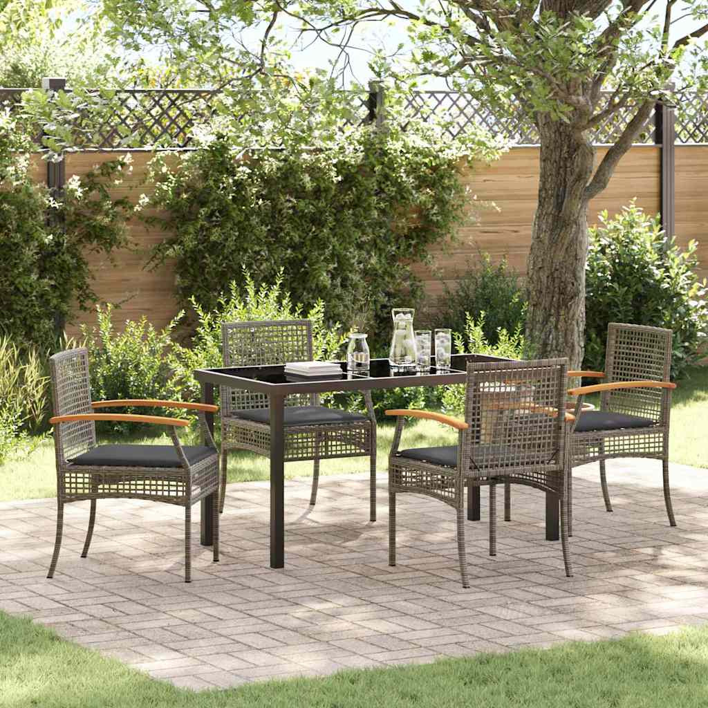 Set da Pranzo per Giardino 5 pcs Grigio polyrattan - homemem39