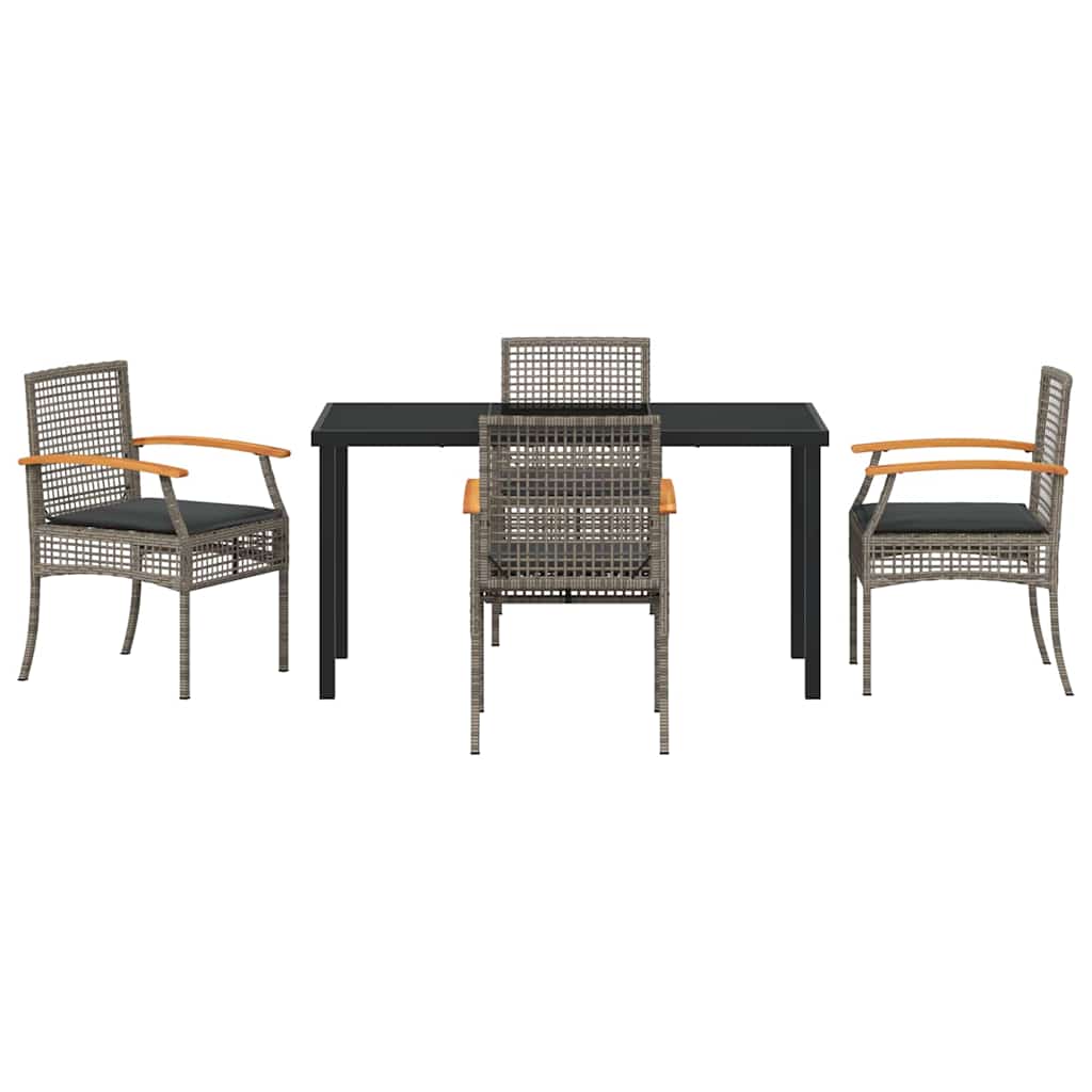 Set da Pranzo per Giardino 5 pcs Grigio polyrattan - homemem39