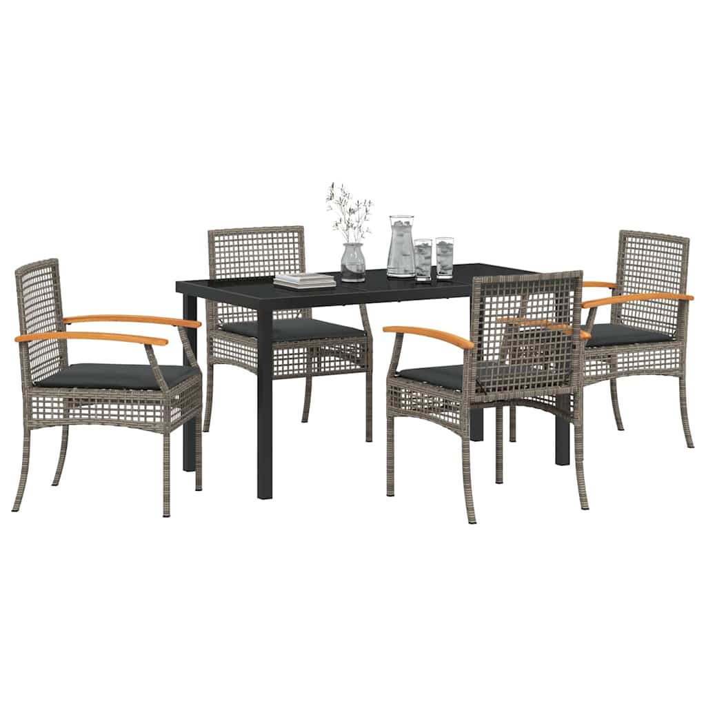Set da Pranzo per Giardino 5 pcs Grigio polyrattan - homemem39