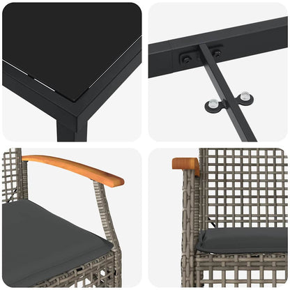 Set da Pranzo per Giardino 5 pcs Grigio polyrattan - homemem39