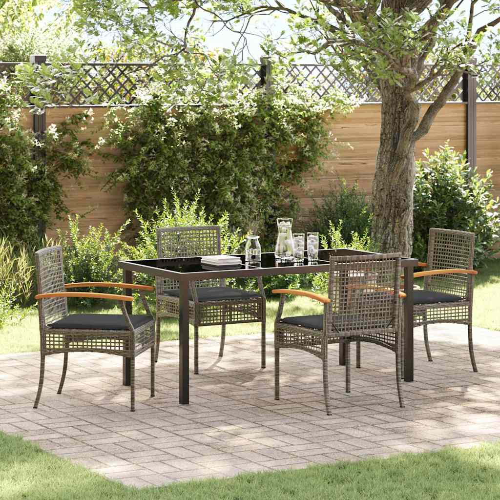 Set da Pranzo per Giardino 5 pcs Grigio polyrattan - homemem39