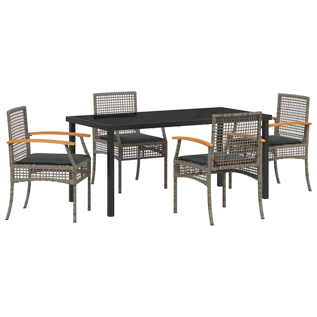 Set da Pranzo per Giardino 5 pcs Grigio polyrattan - homemem39