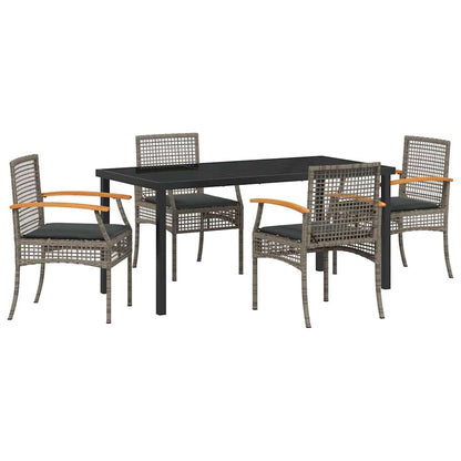 Set da Pranzo per Giardino 5 pcs Grigio polyrattan - homemem39