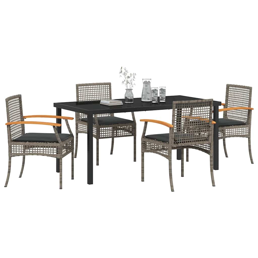Set da Pranzo per Giardino 5 pcs Grigio polyrattan - homemem39
