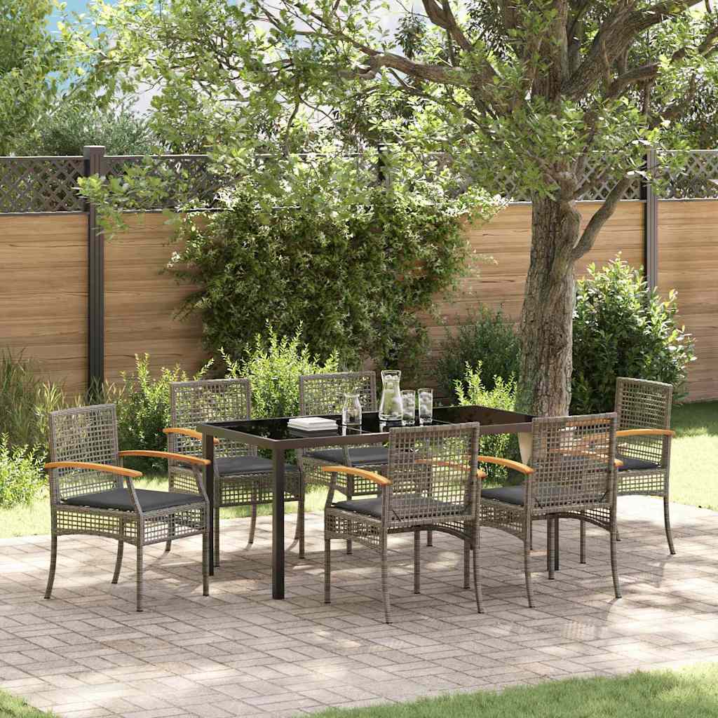 Set da Pranzo per Giardino 7 pcs Grigio polyrattan - homemem39