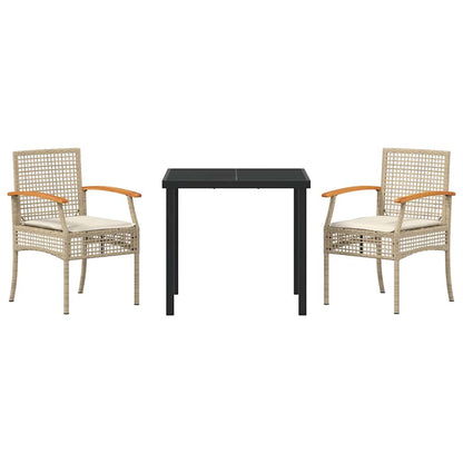 Set da Pranzo per Giardino 3 pcs Beige polyrattan - homemem39