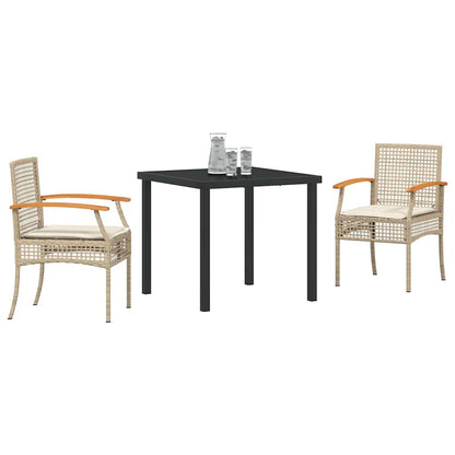 Set da Pranzo per Giardino 3 pcs Beige polyrattan - homemem39