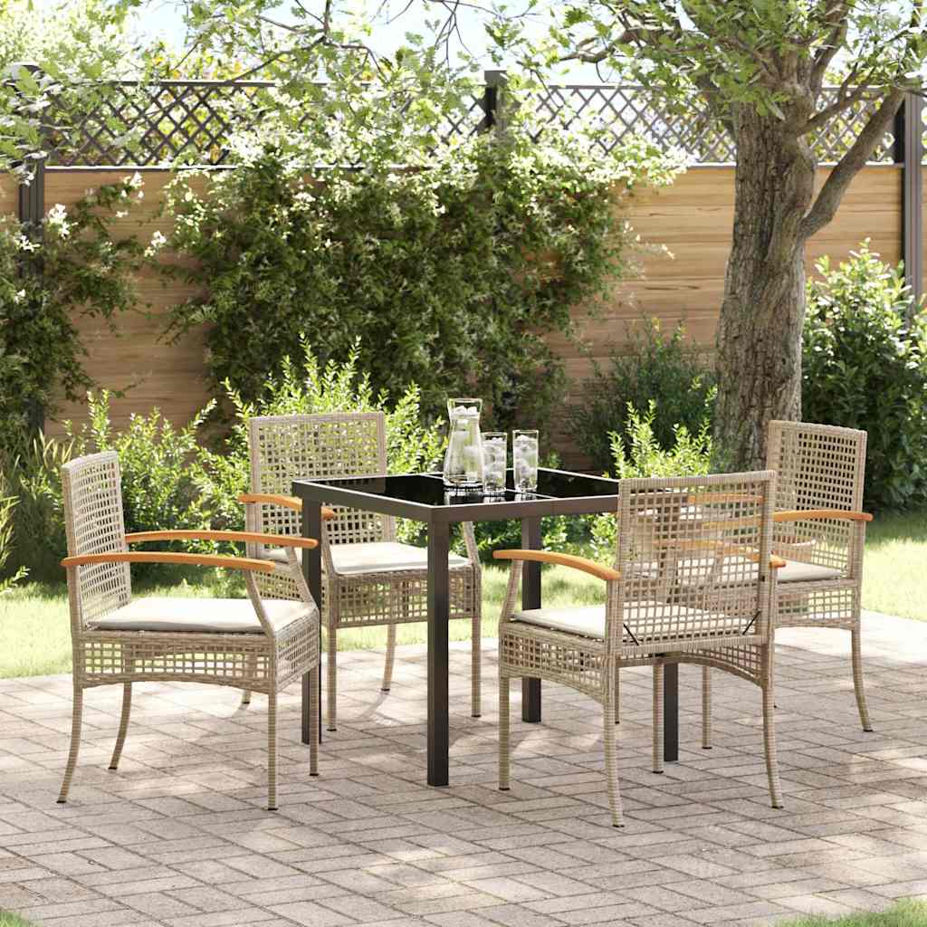 Set da Pranzo per Giardino 5 pcs Beige polyrattan - homemem39