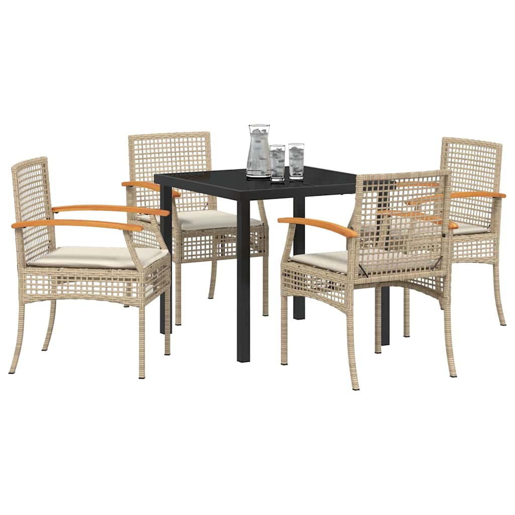 Set da Pranzo per Giardino 5 pcs Beige polyrattan - homemem39