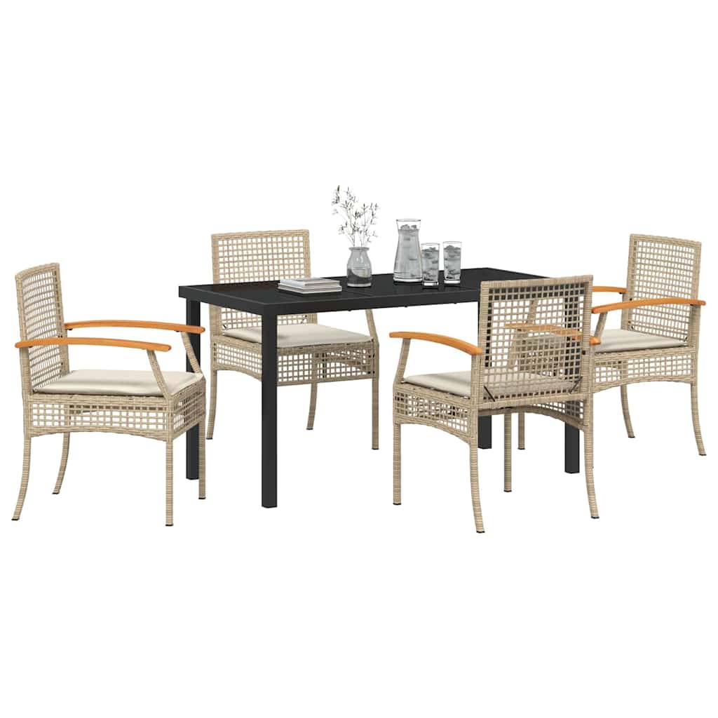 Set da Pranzo per Giardino 5 pcs Beige polyrattan - homemem39
