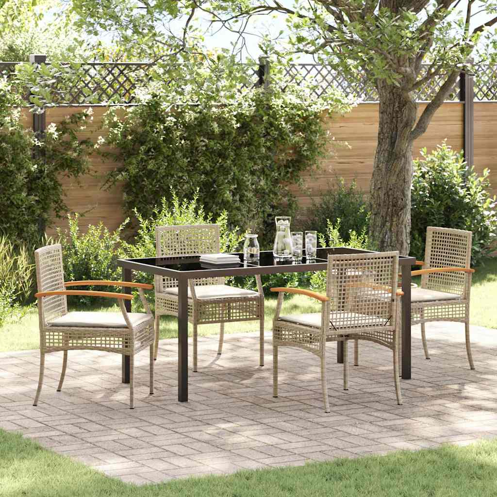 Set da Pranzo per Giardino 5 pcs Beige polyrattan - homemem39