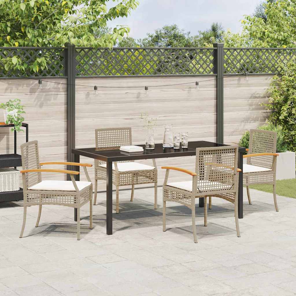 Set da Pranzo per Giardino 5 pcs Beige polyrattan - homemem39