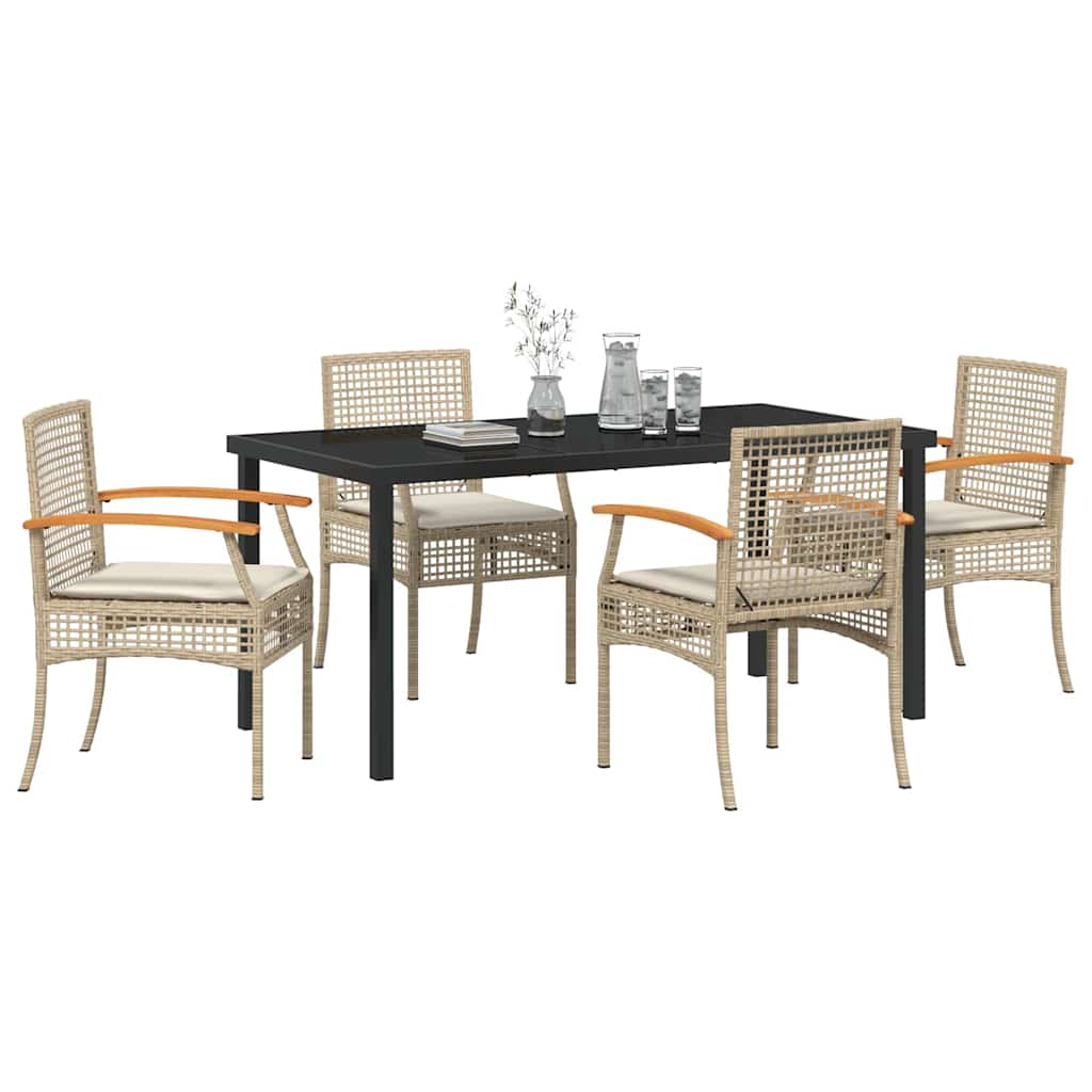 Set da Pranzo per Giardino 5 pcs Beige polyrattan - homemem39