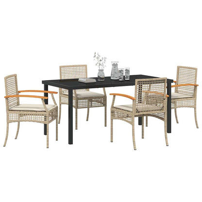 Set da Pranzo per Giardino 5 pcs Beige polyrattan - homemem39