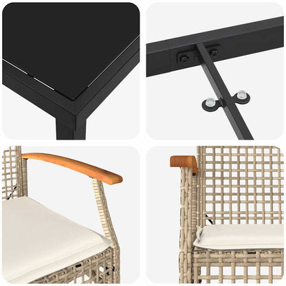 Set da Pranzo per Giardino 7 pcs Beige polyrattan - homemem39