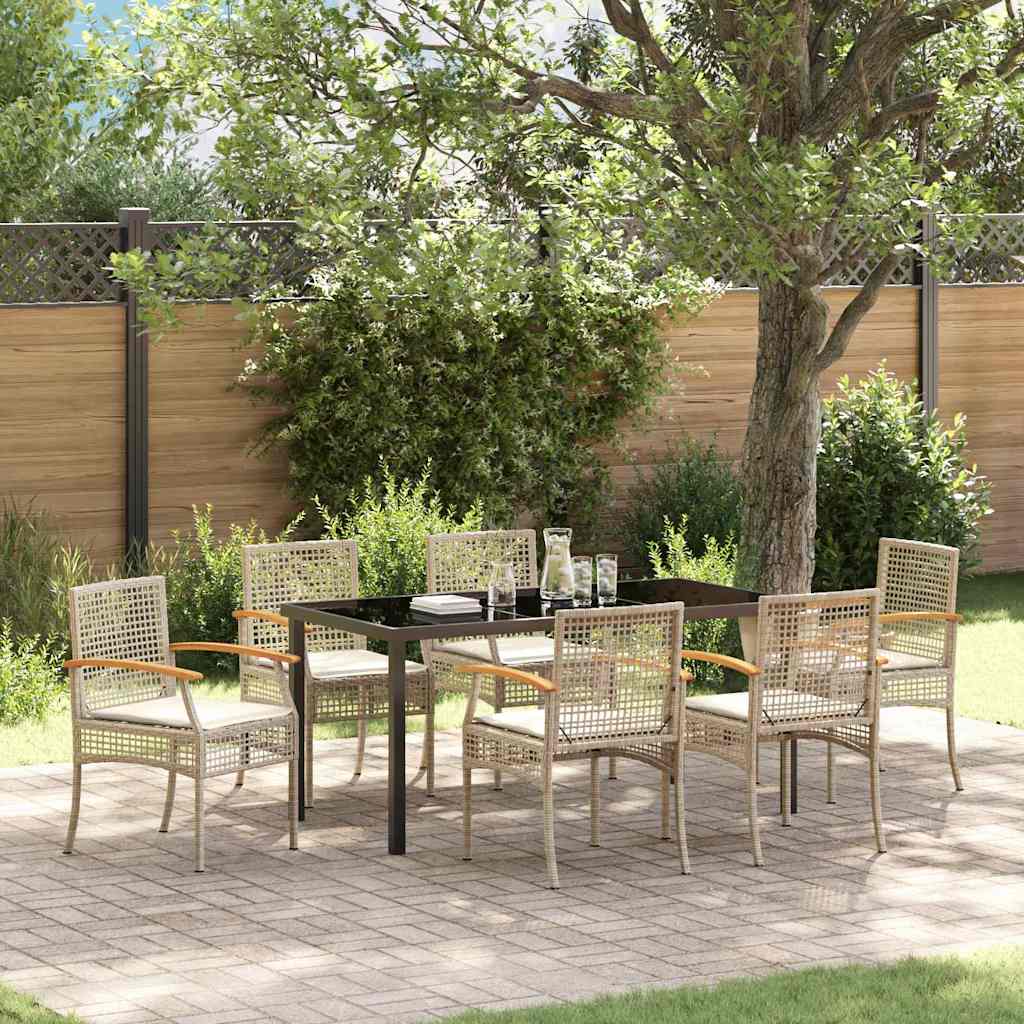 Set da Pranzo per Giardino 7 pcs Beige polyrattan - homemem39
