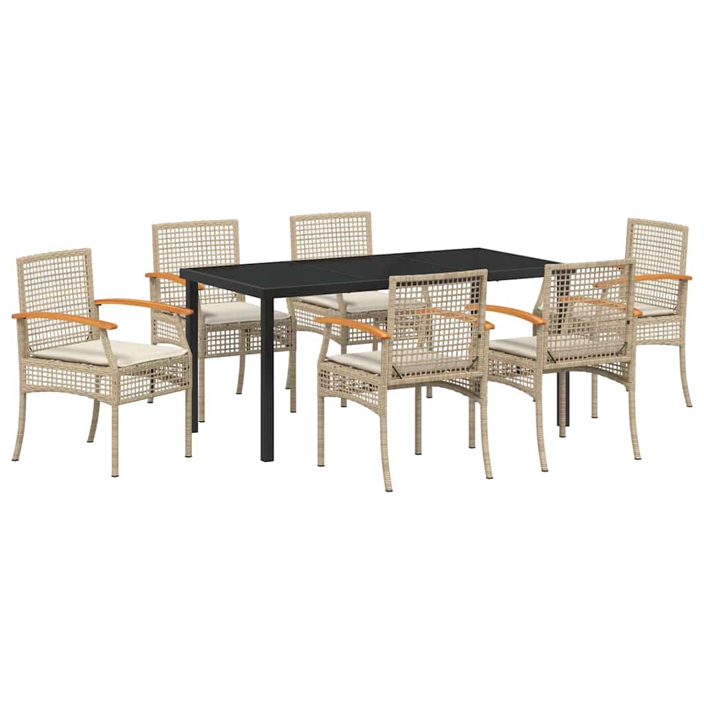 Set da Pranzo per Giardino 7 pcs Beige polyrattan - homemem39