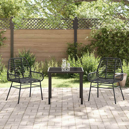 Set da Pranzo per Giardino 3 pcs Nero polyrattan