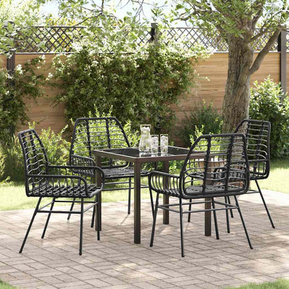 Set da Pranzo per Giardino 5 pcs Nero polyrattan