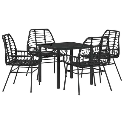 Set da Pranzo per Giardino 5 pcs Nero polyrattan