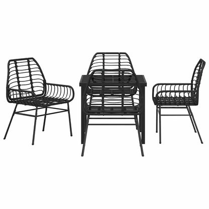 Set da Pranzo per Giardino 5 pcs Nero polyrattan
