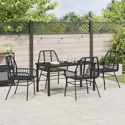 Set da Pranzo per Giardino 5 pcs Nero polyrattan