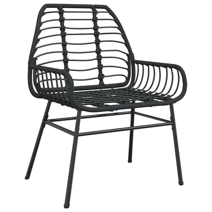 Set da Pranzo per Giardino 5 pcs Nero polyrattan