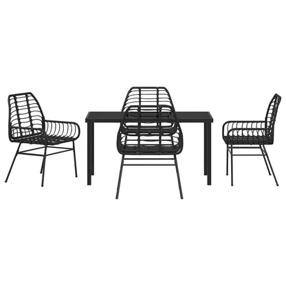 Set da Pranzo per Giardino 5 pcs Nero polyrattan