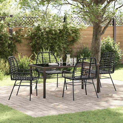 Set da Pranzo per Giardino 5 pcs Nero polyrattan