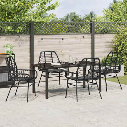Set da Pranzo per Giardino 5 pcs Nero polyrattan