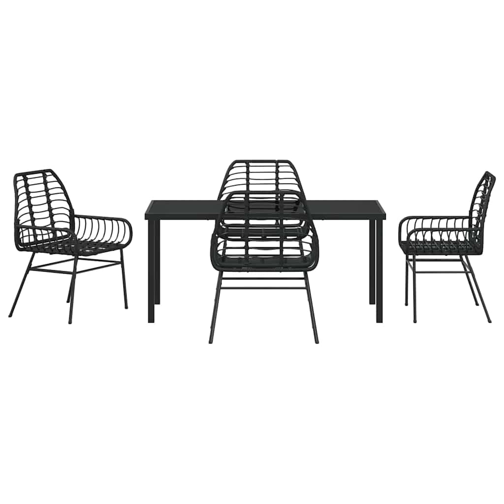 Set da Pranzo per Giardino 5 pcs Nero polyrattan
