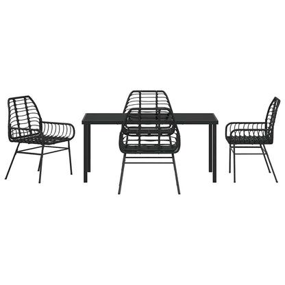 Set da Pranzo per Giardino 5 pcs Nero polyrattan